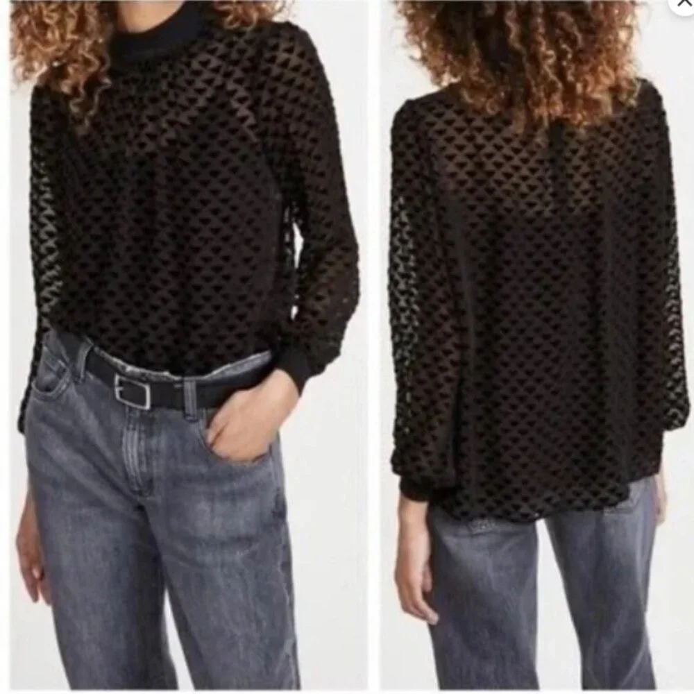 *NWT* Chic Tory Burch Sheer Velvet Burnout Blouse W/Triangle Geo Design Size 6